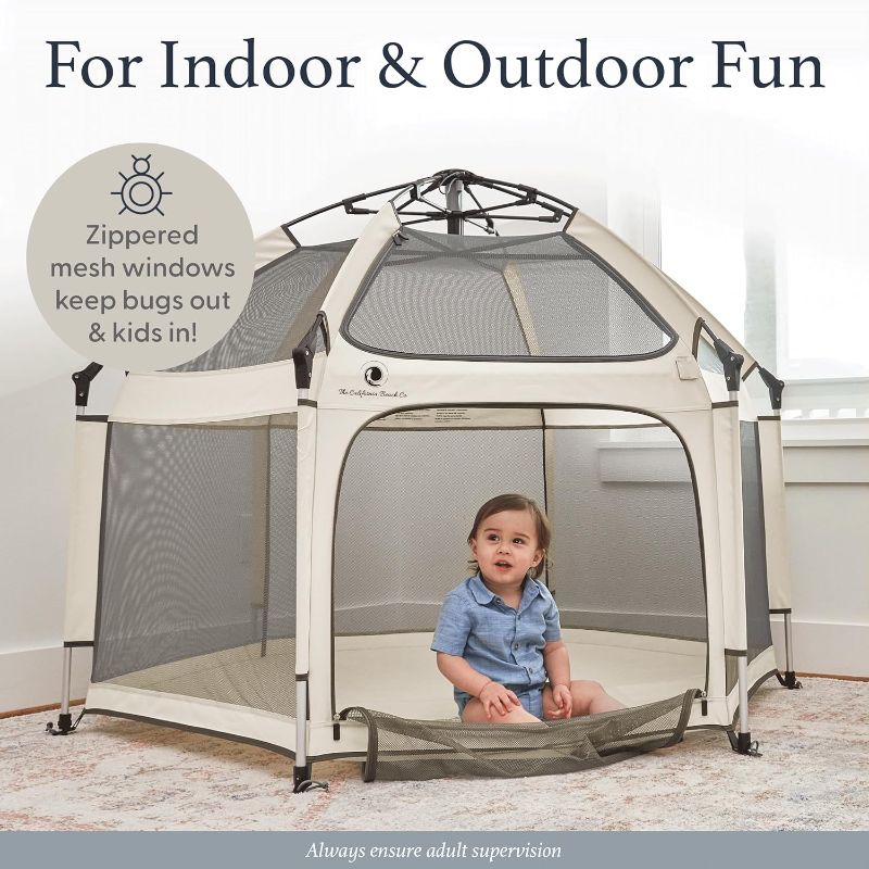 Photo 1 of POP 'N GO PLAYPEN - Indoor & Outdoor Baby Playpen for Babies and Toddlers - Baby Beach Tent, Foldable, Portable W/Canopy, Travel Bag, & Mosquito Net - Pop Up Pack and Play Tent (Warm Ivory)