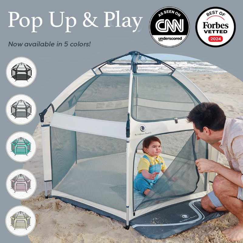 Photo 1 of POP 'N GO PLAYPEN - Indoor & Outdoor Baby Playpen for Babies and Toddlers - Baby Beach Tent, Foldable, Portable W/Canopy, Travel Bag, & Mosquito Net - Pop Up Pack and Play Tent (Warm Ivory)