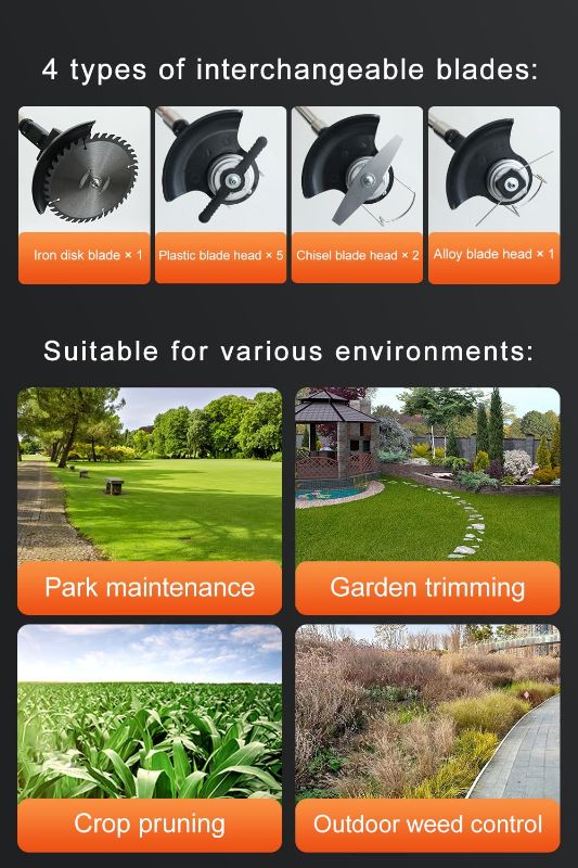 Photo 1 of Cordless  Wacker,Electric Weed Eater,2 Batteries,Grass Trimmer Cordless,Lightweight and Foldable Design,Weed Erimmer Green GCJ