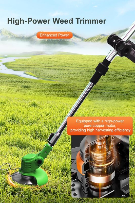 Photo 1 of Cordless  Wacker,Electric Weed Eater,2 Batteries,Grass Trimmer Cordless,Lightweight and Foldable Design,Weed Erimmer Green GCJ