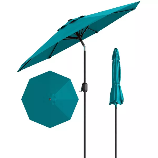 Photo 1 of (Stand Only)7.5ft Outdoor Patio Umbrella, Outdoor Table Umbrella, Yard Umbrella, Market Umbrella with 6 Sturdy Ribs, Push Button Tilt and Crank