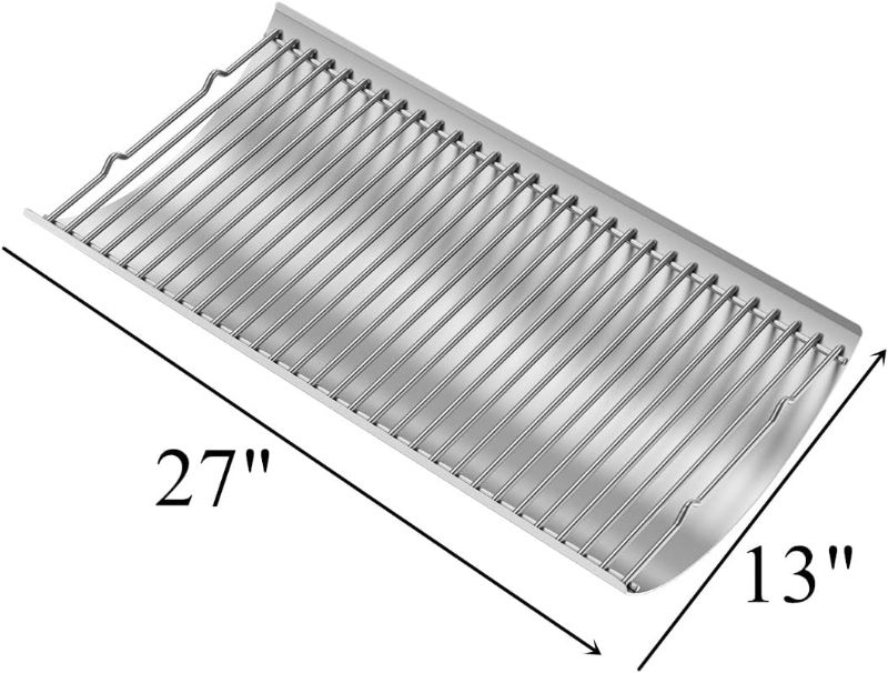 Photo 1 of SafBbcue 27 Inch Ash Pan Replacement Parts for Char-Griller 1224 1324 2121 2222 2727 2828 2929 Replacement Parts Char-Broil 17302056 Charcoal Pan/Charcoal Tray with Fire Grate Hange-Stainless Steel