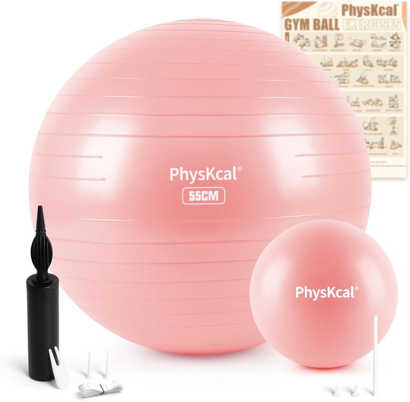 Photo 1 of Yoga Ball for Exercise, Pilates Set, 4 Sizes Fitness Ball for Workout, Birthing, Pregnancy, Physical Therapy- Pump Included