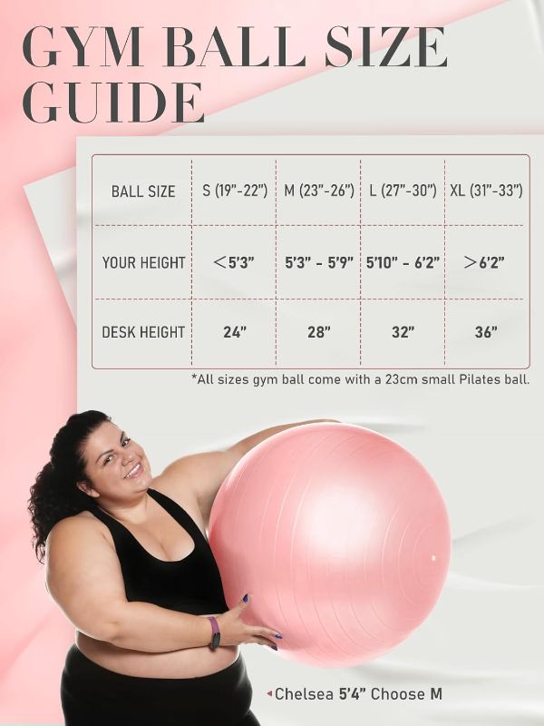 Photo 1 of Yoga Ball for Exercise, Pilates Set, 4 Sizes Fitness Ball for Workout, Birthing, Pregnancy, Physical Therapy- Pump Included