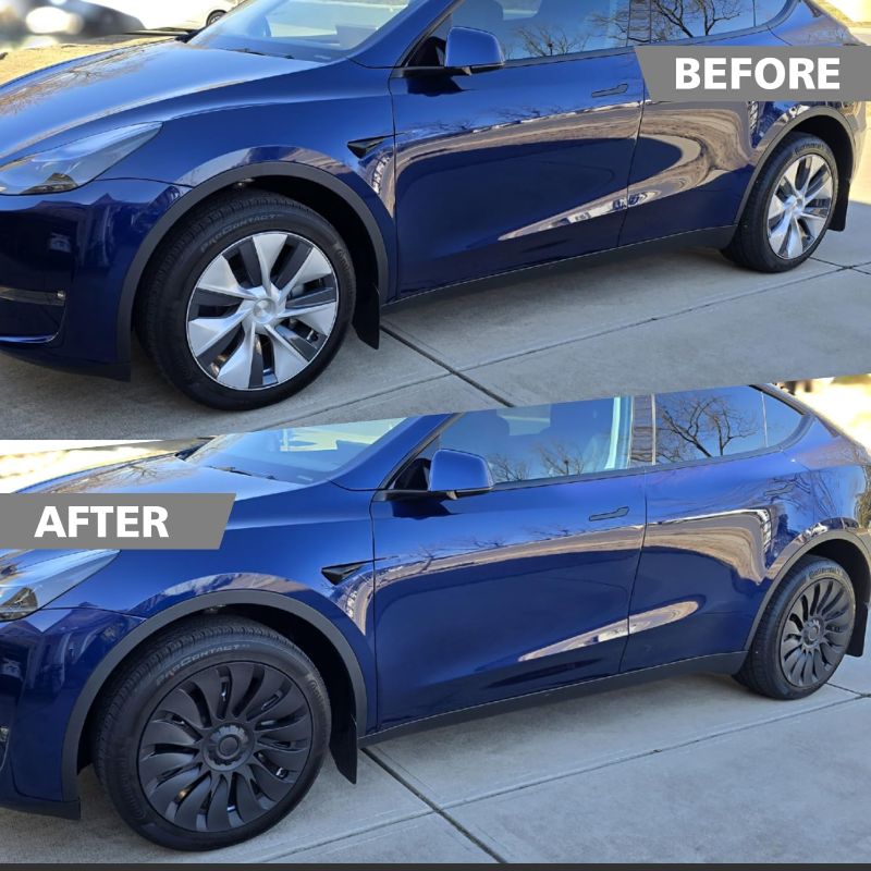 Photo 1 of 2025 Model Y Wheel Covers for Tesla Model Y Accessories 2024 19 Inch 4 Pcs Rim Protector Wheel Cover Replacement Compatible with Tesla Y 2024 2023 2022 2021 Matte Black ABS Hubcaps