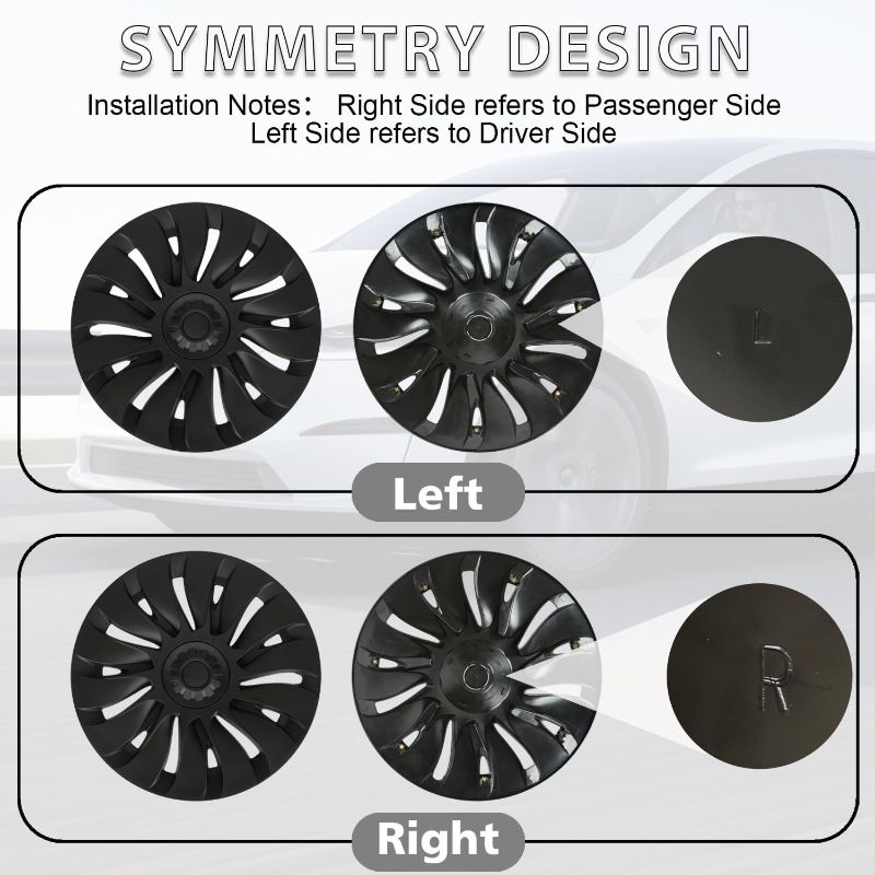Photo 1 of 2025 Model Y Wheel Covers for Tesla Model Y Accessories 2024 19 Inch 4 Pcs Rim Protector Wheel Cover Replacement Compatible with Tesla Y 2024 2023 2022 2021 Matte Black ABS Hubcaps