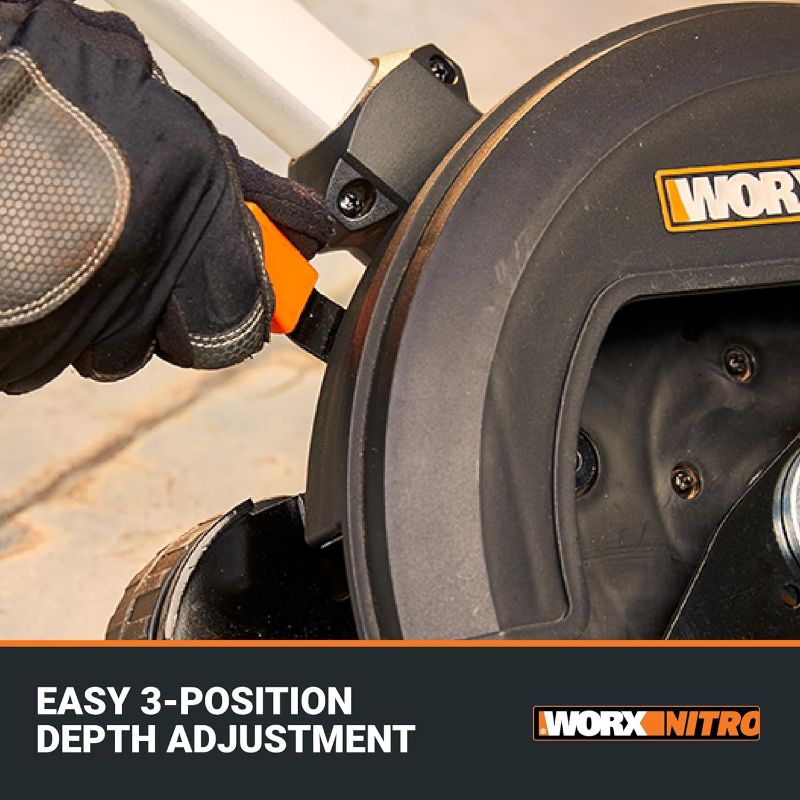 Photo 1 of WORX Nitro 20V 7" Cordless Edger 3 Depth Settings, Battery Powered Driveway Edger with Dual Wheels, High-Performance Brushless Trencher Precision Edge Guide WG898 – Battery & Charger Included