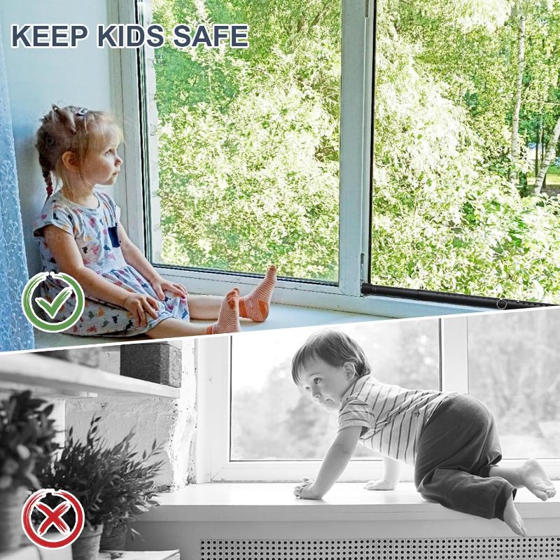 Photo 1 of DIIG Sliding Door Security Bar 17.7-50.5inch Adjustable Locking Window Safety Bar with Rubber Tips,Diameter 1inch Window Security Bar for Home Apartment Travel (Black)