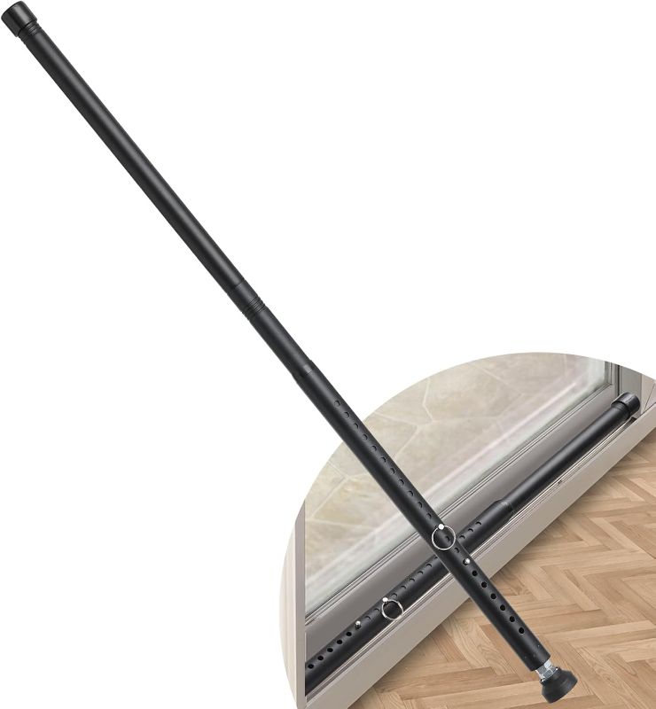 Photo 1 of DIIG Sliding Door Security Bar 17.7-50.5inch Adjustable Locking Window Safety Bar with Rubber Tips,Diameter 1inch Window Security Bar for Home Apartment Travel (Black)