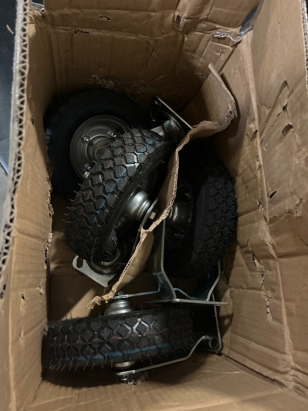 Photo 1 of 4pc 8" Rubber TIRE and Steel Wheels Caster Swivel Rigid Air Inflatable Wheel