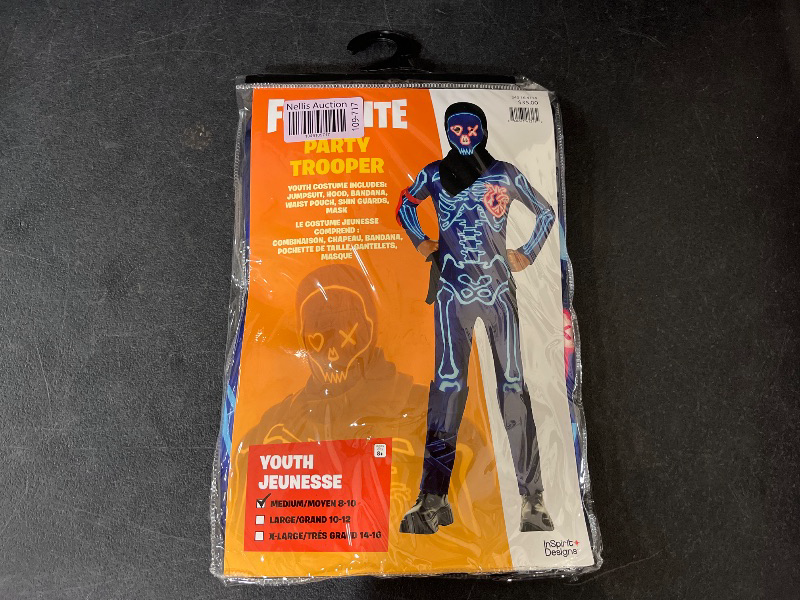 Photo 1 of (M) Spirit Halloween Fortnite Kids Light-Up Party Trooper Costume | Officially Licensed | Jumpsuit Outfit | Video Game Cosplay