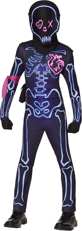 Photo 1 of (M) Spirit Halloween Fortnite Kids Light-Up Party Trooper Costume | Officially Licensed | Jumpsuit Outfit | Video Game Cosplay