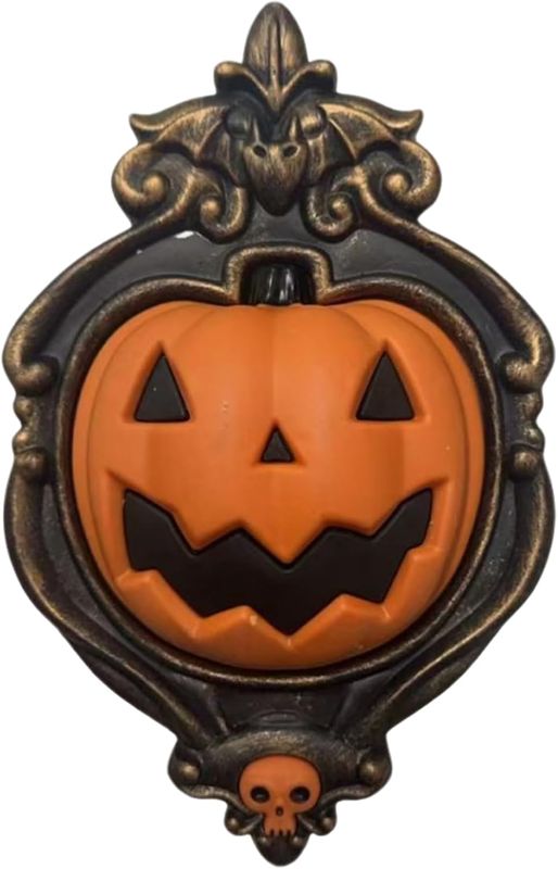 Photo 1 of Hyde and EEK pumkin door knocker.Halloween Door Decorations, Animated Haunted Pumpkin Shape Door Bell with Spooky Sounds & Light, Fun Battery Powered Halloween Ornaments for Indoor & Outdoor