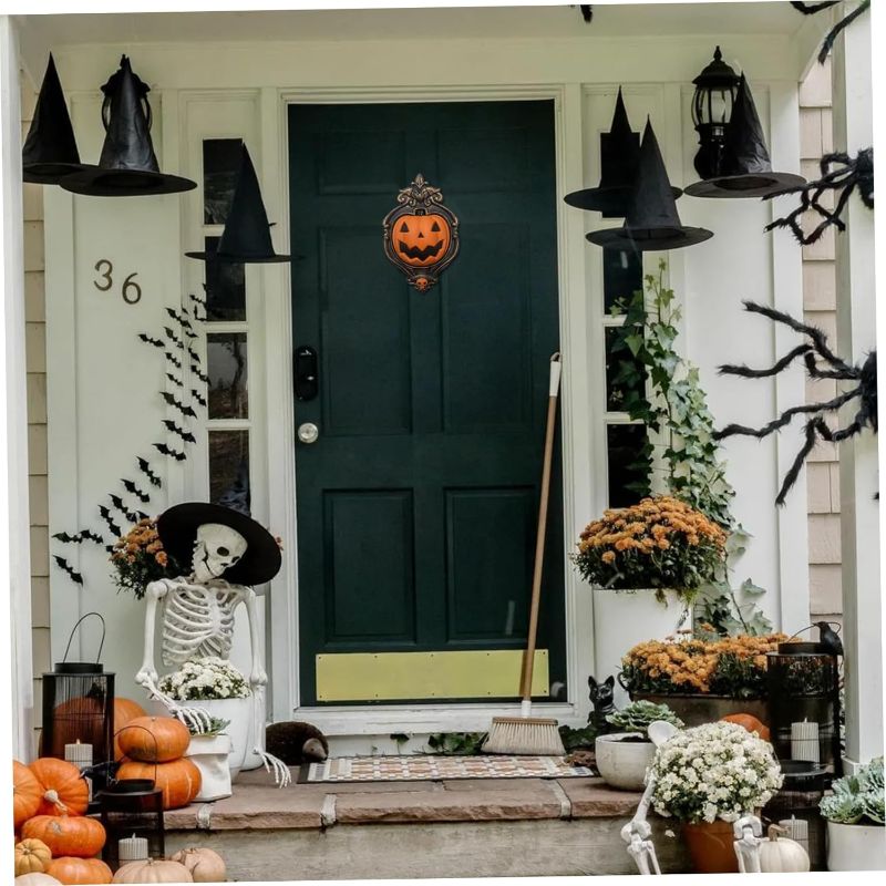 Photo 1 of Hyde and EEK pumkin door knocker.Halloween Door Decorations, Animated Haunted Pumpkin Shape Door Bell with Spooky Sounds & Light, Fun Battery Powered Halloween Ornaments for Indoor & Outdoor