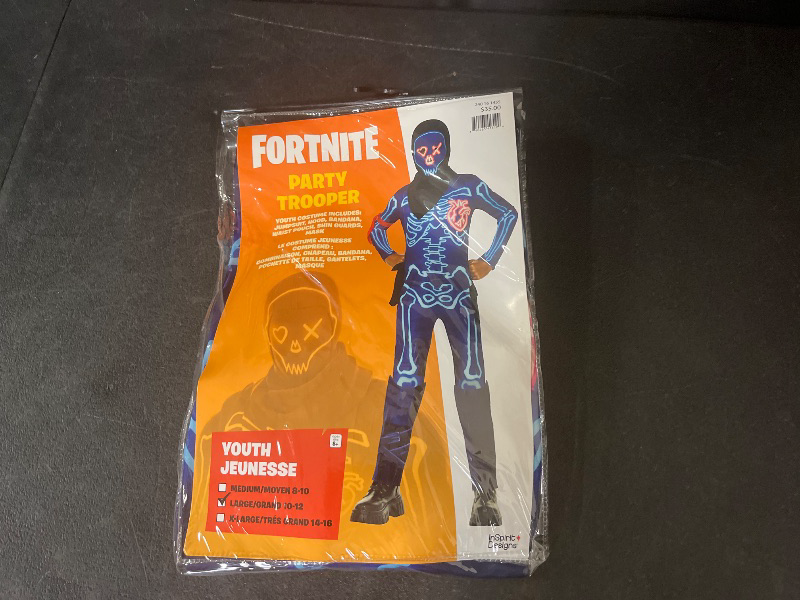 Photo 1 of (L) Spirit Halloween Fortnite Kids Light-Up Party Trooper Costume | Officially Licensed | Jumpsuit Outfit | Video Game Cosplay size large 10-12