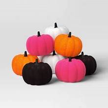 Photo 1 of Indoor Halloween Decorations Hyde and EEK Flocked pumkins 8 pack