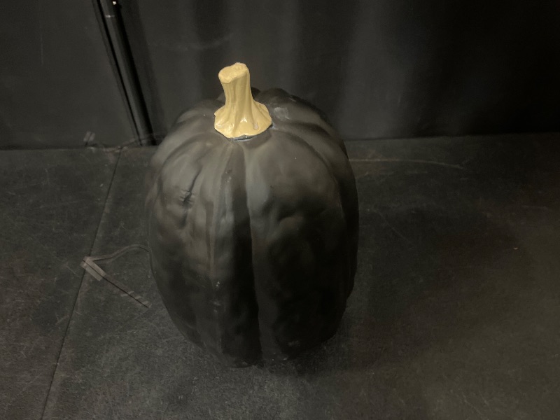 Photo 1 of Hyde and EEK 8 Inch Large Artificial Pumpkins DIY White Decorative Foam Pumpkins Cute Fake Pumpkins for Halloween Autumn Harvest Home Decorations (Black, 8 in)