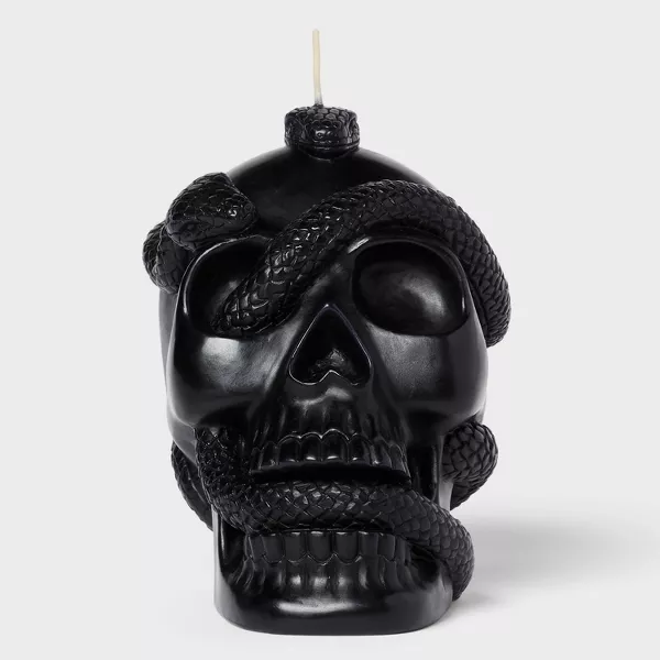 Photo 1 of 5.1'' Skull and Snake Candle Black - Threshold™