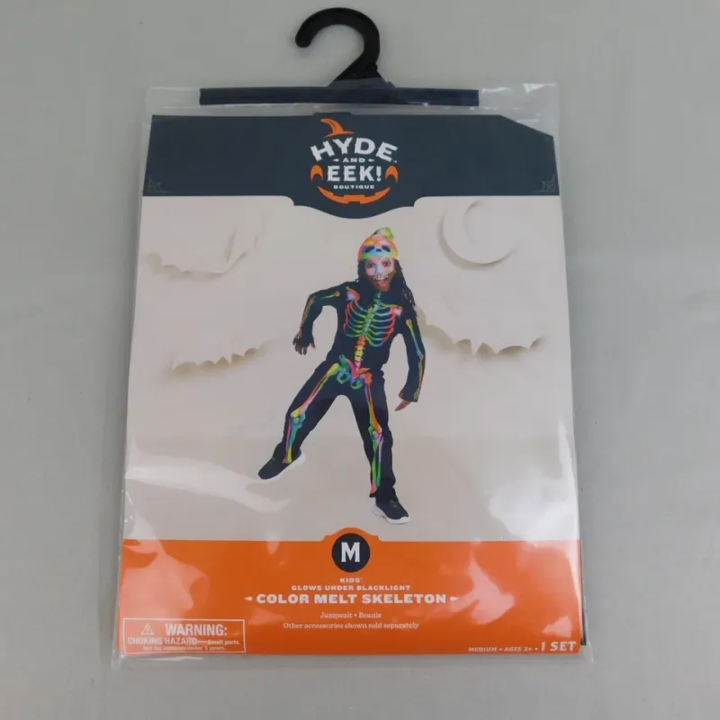 Photo 1 of (4-5T) Blacklight Reactive Color Melt Skeleton Kid's Halloween Costume 8, toddler 4t-5t