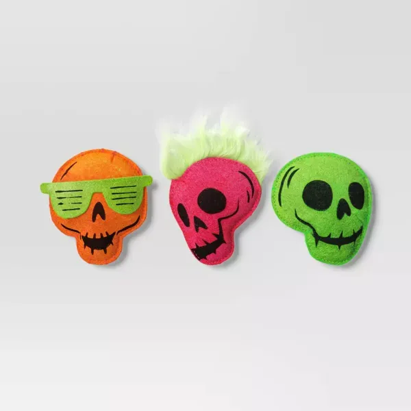 Photo 1 of Halloween Multipack Retro Skull Plush Cat Toy Set - 3pc - Hyde and EEK! Boutique