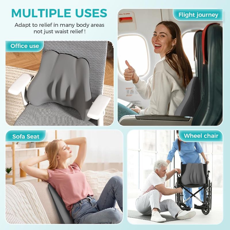 Photo 1 of Kasney Lumbar Support Pillow, Memory Foam Lumbar Pillow for Lower Back Pain Relief, Back Support Pillow for Office Chair, Car Seat- white