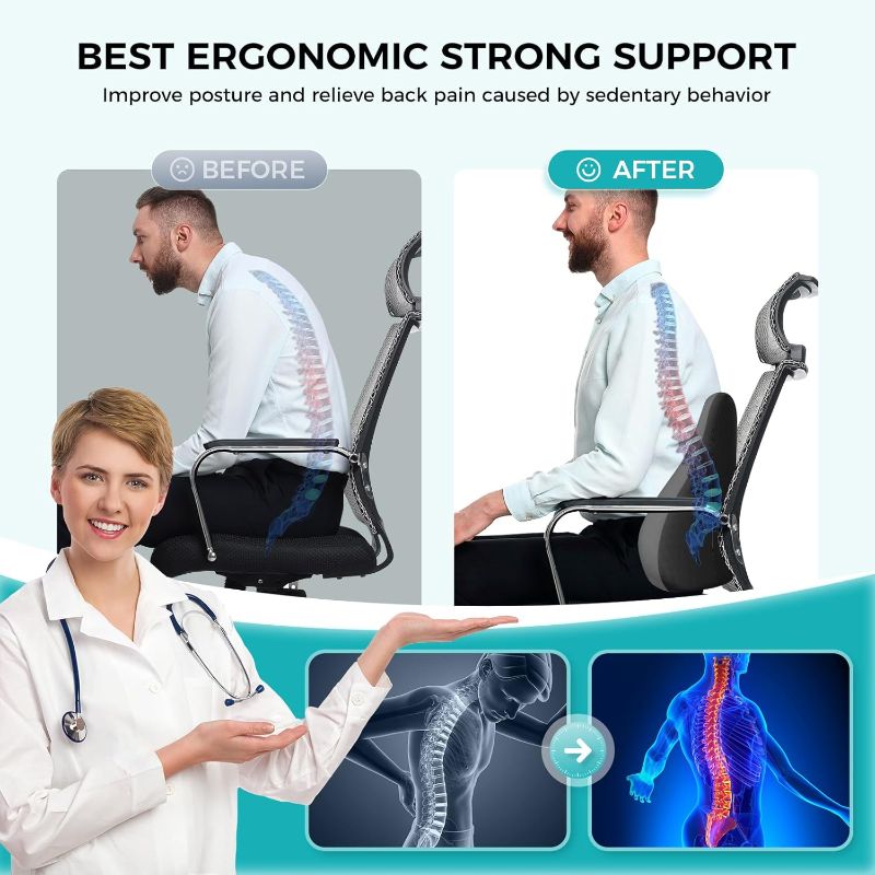 Photo 1 of Kasney Lumbar Support Pillow, Memory Foam Lumbar Pillow for Lower Back Pain Relief, Back Support Pillow for Office Chair, Car Seat- white