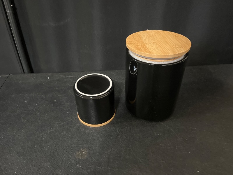 Photo 1 of Acrux7 2 Pack Black Ceramic Jars Canisters Set 16oz and 32oz Airtight Coffee Container with Bamboo Sealing Lids, Airtight Kitchen Canisters for Countertop, Coffee, Flour, Sugar, Tea