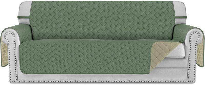 Photo 1 of Deeky Couch Cover, Sofa Covers for 3 Cushion Couch, Dog Couch Cover Protector, Reversible and Water Resistant Furniture Covers for Pets with Foam Sticks & Elastic Straps, Sofa, Greyish Green/Beige