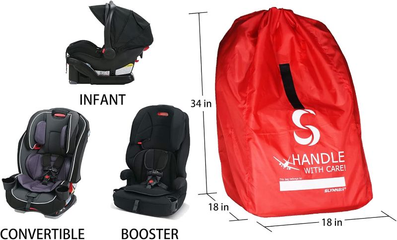 Photo 1 of Car Seat Travel Bag for Airplane - Fits Convertible Car Seats, Infant carriers & Booster Seats, Black Upgrade