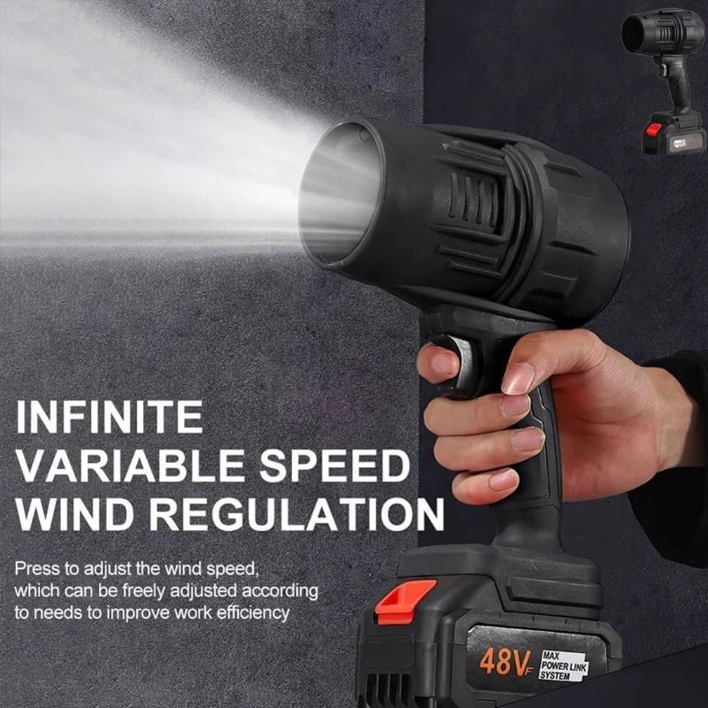Photo 1 of Seese Pro Blower, Seese Cordless Leaf Blower, Three Adjustable Wind Speeds Powerful Handheld Blowers, for Patio Cleaning, Blowing Leaves, Lawn Care, (2 pcs Batteries,Black)
Brand: Generic