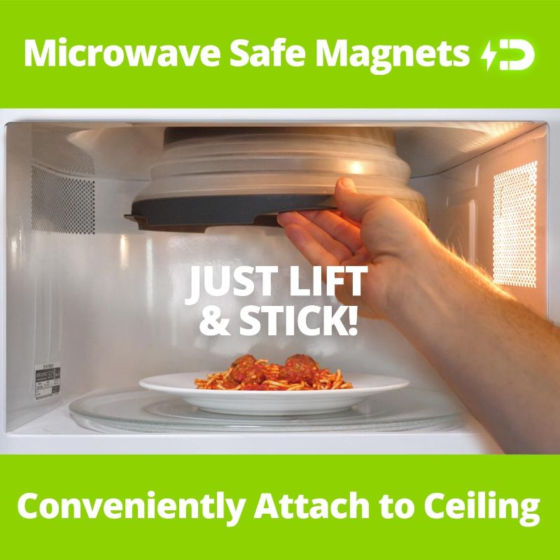 Photo 1 of 2.0 Magnetic Microwave Splatter Cover, Collapsible 12-Inch BPA-Free Food Lid with Upgraded Magnets, Vented Plate Guard, Dishwasher Safe, Space-Saving Magnetic Storage - Gray