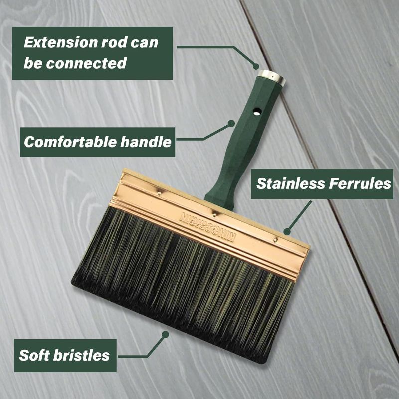 Photo 1 of 8 Inch Professional Paint Brush with Extendable Handle - Thick Synthetic Bristles for Walls, Ceilings, Fences, Quick Coverage, Durable for Latex & Oil-Based Paints