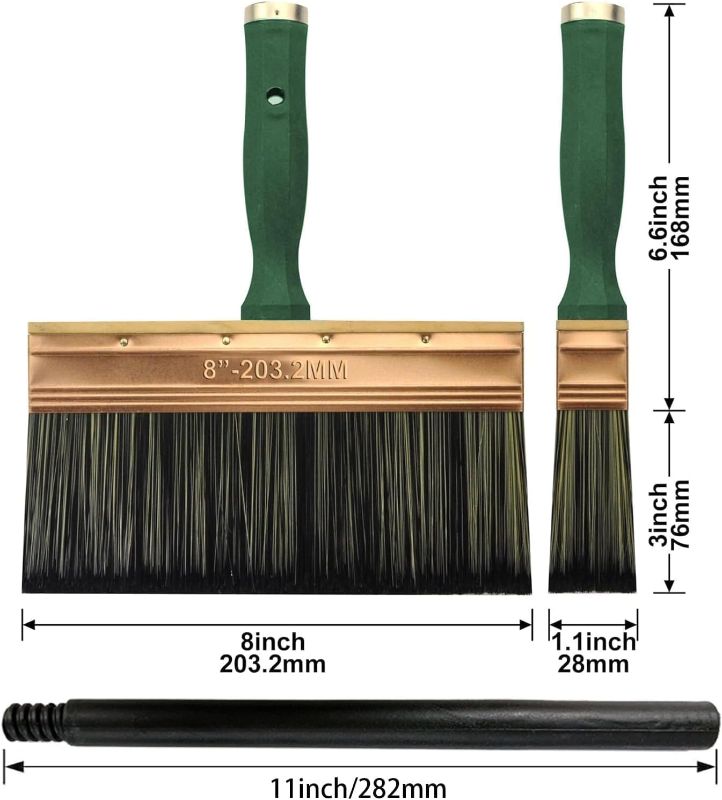 Photo 1 of 8 Inch Professional Paint Brush with Extendable Handle - Thick Synthetic Bristles for Walls, Ceilings, Fences, Quick Coverage, Durable for Latex & Oil-Based Paints