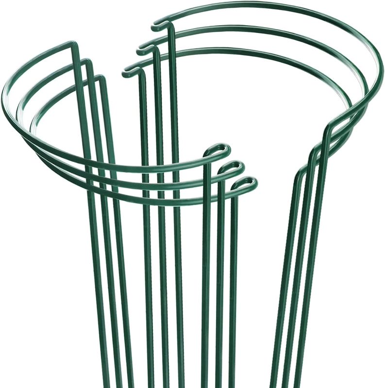 Photo 1 of HiGift Plant Support Stakes, 6 Pack Metal Peony Cages and Supports, Garden Stakes Plant Support Cage, Large Plant Support Ring for Outdoor Indoor Snake Plant Peony Rose Flowers Vine (10" W x 15.8" H)