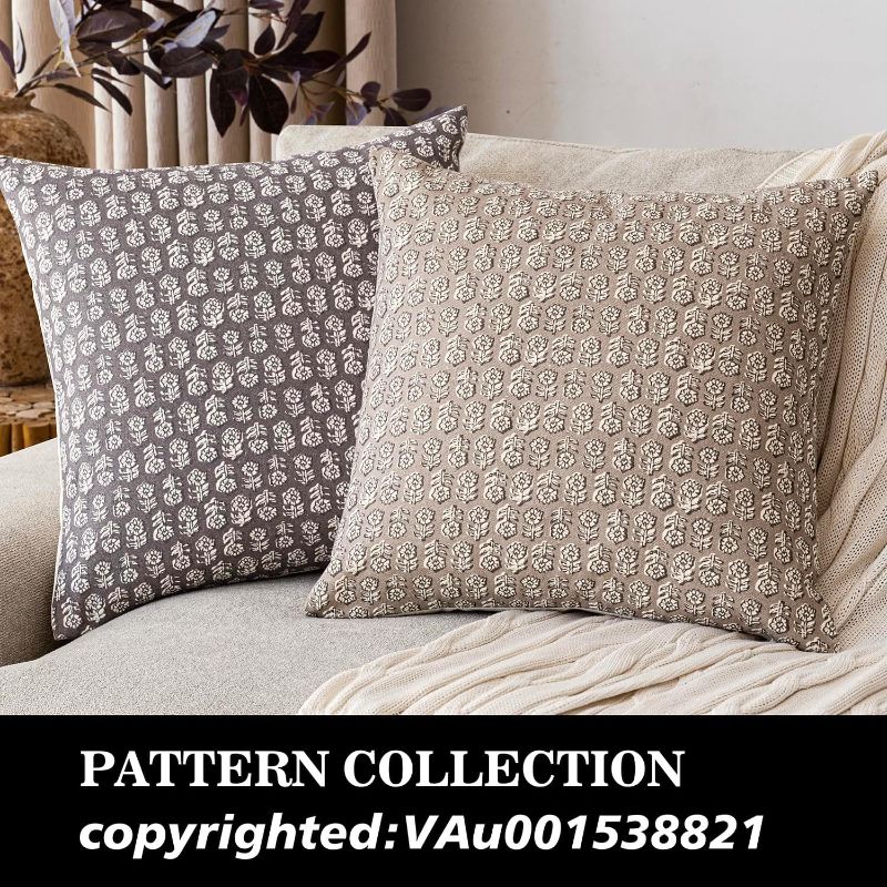 Photo 1 of Foindtower Set of 2 Decorative Vintage Floral Print Throw Pillow Covers Neutral Modern Farmhouse Cushion Covers Boho Home Decor for Sofa Chair Couch Bedroom Living Room Outdoor,18×18 Inch,Tan Taupe