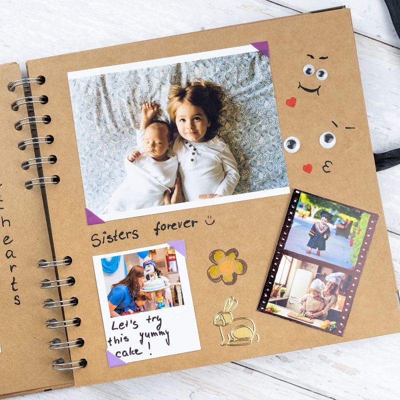 Photo 1 of Bstorify Scrapbook Album 60 Pages (8 x 8 Inch) Brown Thick 200gsm Kraft Paper, Photo Album Scrapbook, Memory Book - Ideal for Your Scrapbooking Albums Art & Craft Projects