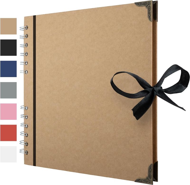 Photo 1 of Bstorify Scrapbook Album 60 Pages (8 x 8 Inch) Brown Thick 200gsm Kraft Paper, Photo Album Scrapbook, Memory Book - Ideal for Your Scrapbooking Albums Art & Craft Projects