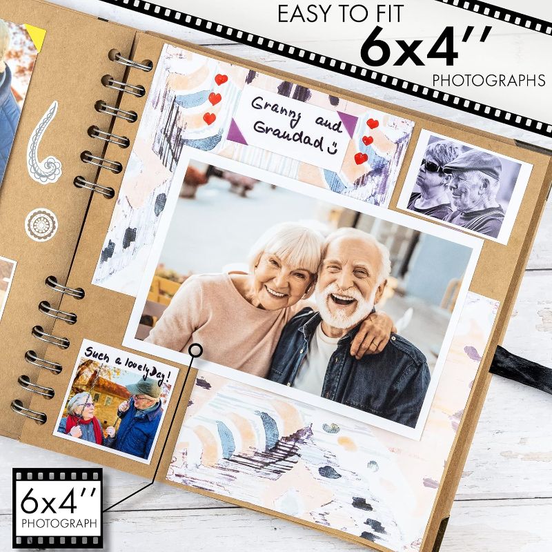 Photo 1 of Bstorify Scrapbook Album 60 Pages (8 x 8 Inch) Brown Thick 200gsm Kraft Paper, Photo Album Scrapbook, Memory Book - Ideal for Your Scrapbooking Albums Art & Craft Projects