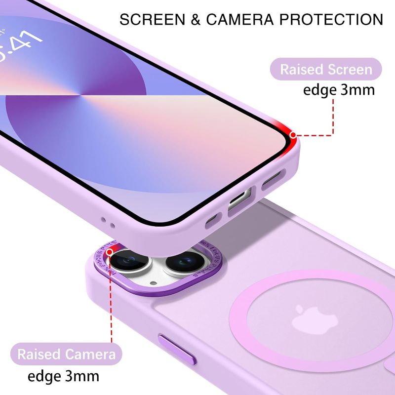 Photo 1 of BENTOBEN Magnetic for iPhone 13 Case & iPhone 14 Case [Compatible with Magsafe] Translucent Matte Phone Case iPhone 13/14 Slim Shockproof Women Men Protective Cover for iPhone 13/14 6.1", Light Purple