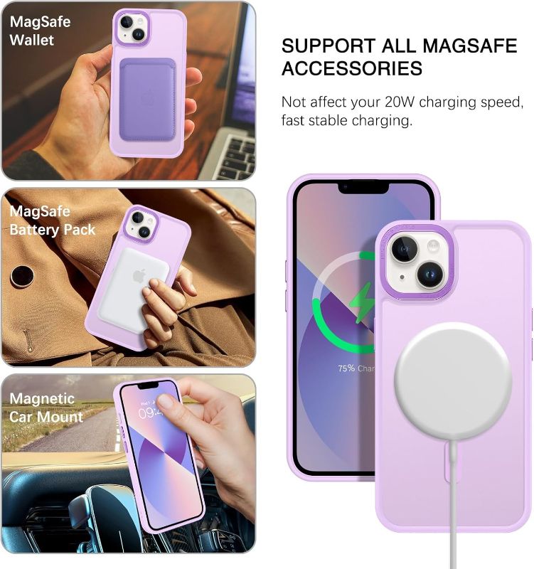 Photo 1 of BENTOBEN Magnetic for iPhone 13 Case & iPhone 14 Case [Compatible with Magsafe] Translucent Matte Phone Case iPhone 13/14 Slim Shockproof Women Men Protective Cover for iPhone 13/14 6.1", Light Purple