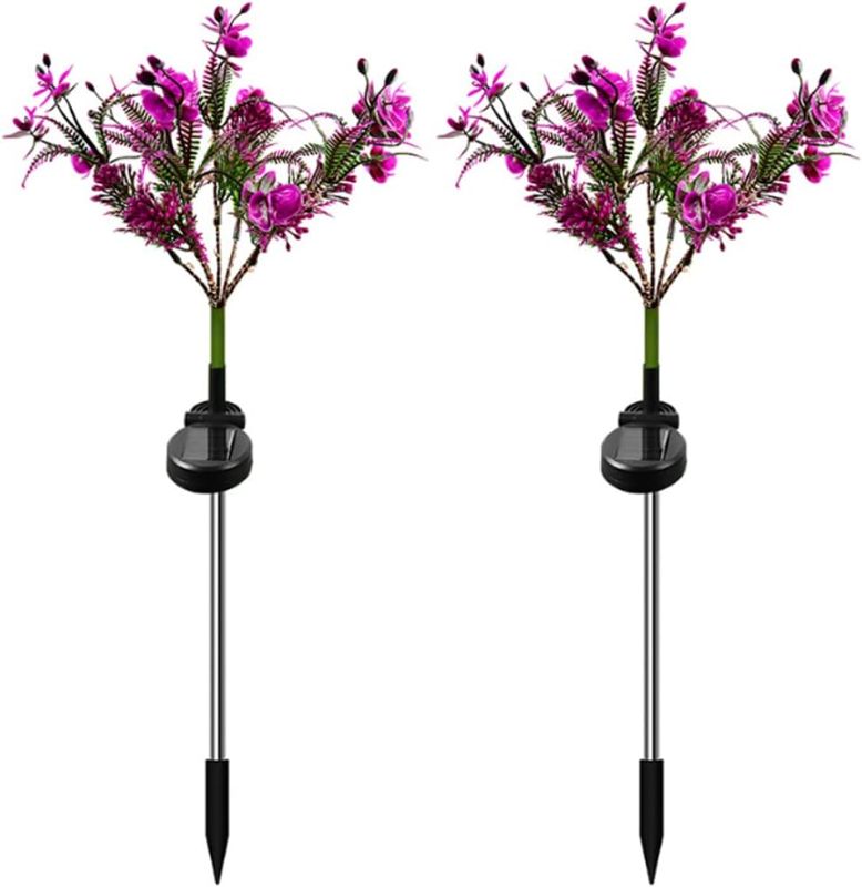 Photo 1 of Aolyty Solar Outdoor Garden Decorative Lights, 2 Pack Powered Phalaenopsis Flowers Waterproof IP65 In-Ground Lights for Garden, Yard, Patio, Lawn Decor
