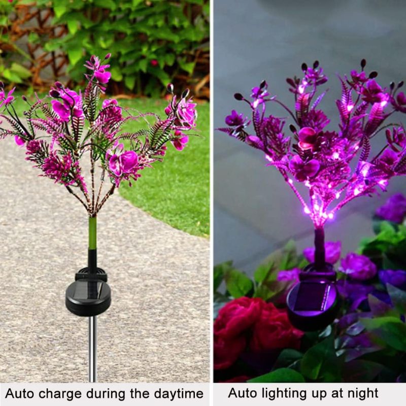 Photo 1 of Aolyty Solar Outdoor Garden Decorative Lights, 2 Pack Powered Phalaenopsis Flowers Waterproof IP65 In-Ground Lights for Garden, Yard, Patio, Lawn Decor