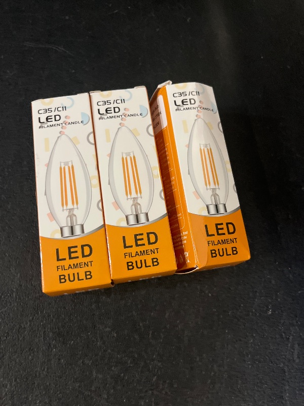 Photo 1 of E12 Candelabra Bulb 40 watt Equivalent, E12 LED Bulb Non-Dimmable Chandelier Light Bulbs, B10 Candle Light Bulbs 2700K Soft White, 90+CRI, 400LM, Cear Glass, 12 Pack(2x)