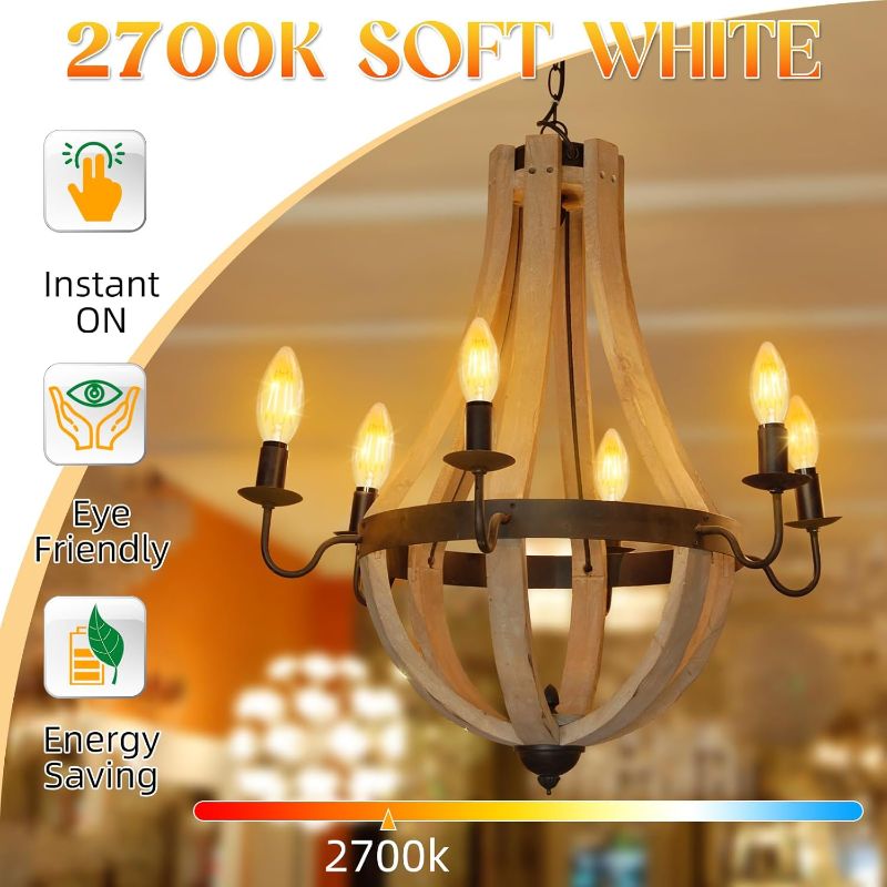 Photo 1 of E12 Candelabra Bulb 40 watt Equivalent, E12 LED Bulb Non-Dimmable Chandelier Light Bulbs, B10 Candle Light Bulbs 2700K Soft White, 90+CRI, 400LM, Cear Glass, 12 Pack(2x)