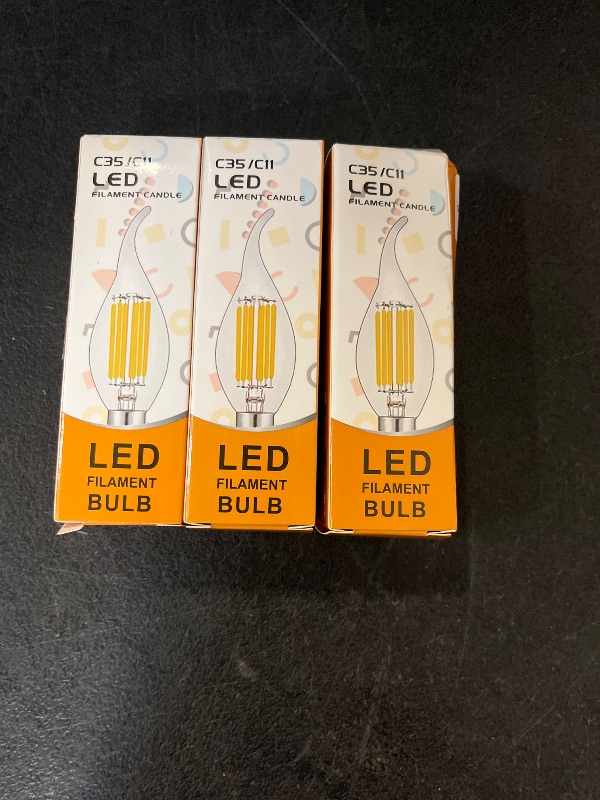 Photo 1 of E12 Candelabra Bulb 40 watt Equivalent, E12 LED Bulb Non-Dimmable Chandelier Light Bulbs, B10 Candle Light Bulbs 2700K Soft White, 90+CRI, 400LM, Cear Glass, 12 Pack(2x)