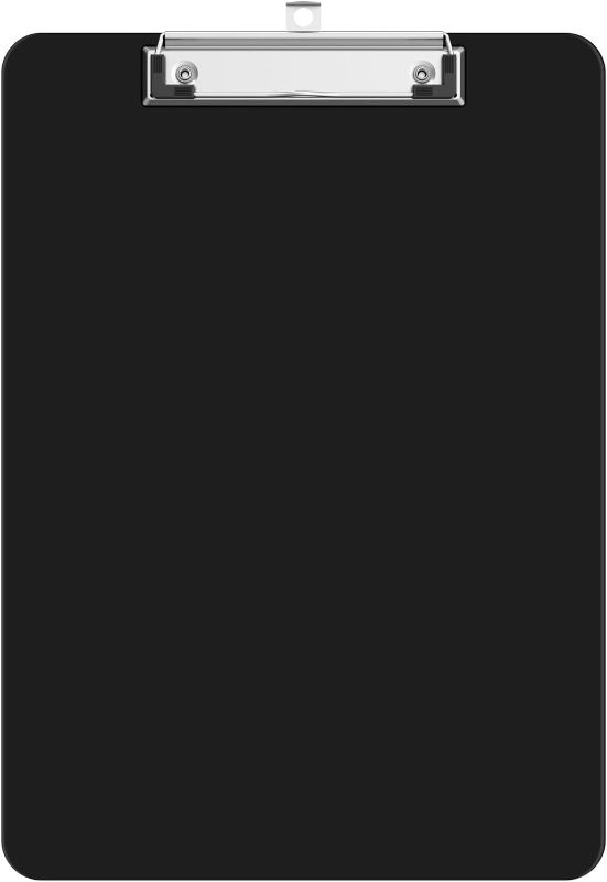 Photo 1 of Plastic Clipboards, A4 Black Clip Board 8.5x11 for Classroom, Students, Kid, Woman, Size 9" x 12.5" with Low Profile Clip, Office & School Supply