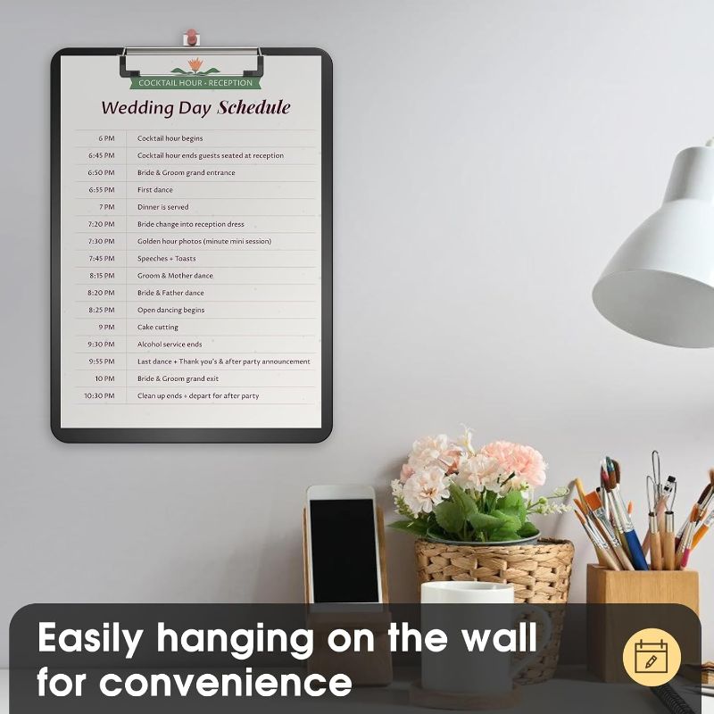 Photo 1 of Plastic Clipboards, A4 Black Clip Board 8.5x11 for Classroom, Students, Kid, Woman, Size 9" x 12.5" with Low Profile Clip, Office & School Supply