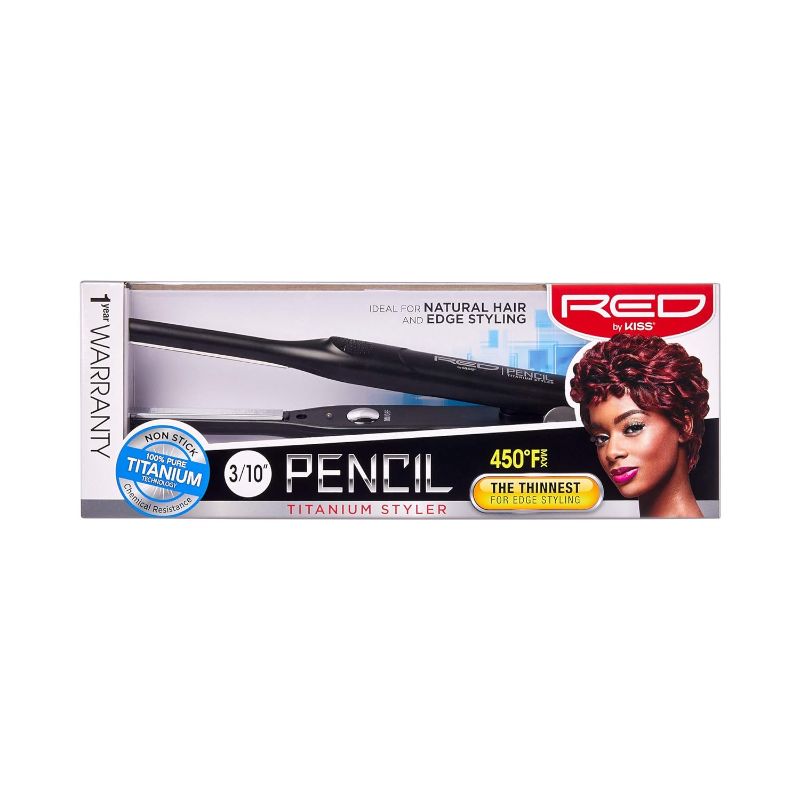 Photo 1 of RED by KISS Titanium Styler Pencil Flat Iron 3/10" – Ultra-Precise Edge & Pixie Cut Styling, 450°F Max Heat, Frizz-Free, Instant Temperature Control, Professional & Home Use