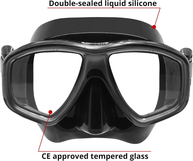 Photo 1 of AquaFlex Diving Mask - Anti-Fog Tempered Glass, Panoramic Wide View - Scuba Mask, Dive Mask, Freediving Mask, Spearfishing Mask, Snorkel Mask for Adults