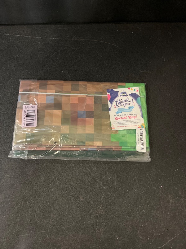 Photo 1 of Blue Orchards Pixel Miner Table Cover (Pack of 3) - 54"x108" XL - Gamer Party Supplies, Mining Craft Party Decorations